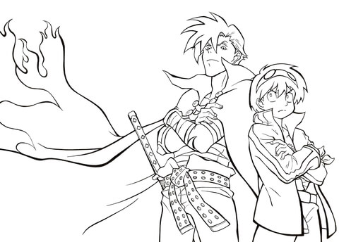 Kamina Sama And Simon Coloring Page